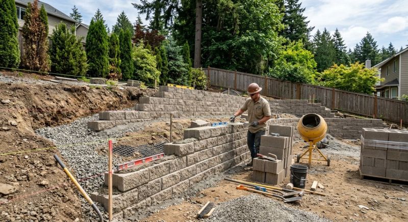 Block Retaining Wall Installation in Volusia County, FL