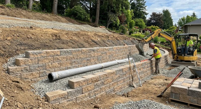 Block Retaining Wall Installation in Aiken, SC